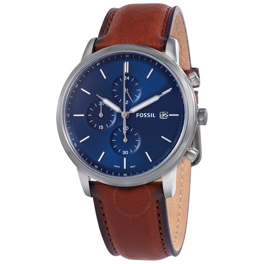 Fossil Minimalist Chronograph Quartz Blue Dial Men's Watch FS5850 - The Watches Men & Co