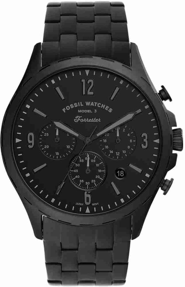 Fossil Forrester Reloj cronógrafo negro de acero inoxidable para hombre FS5697