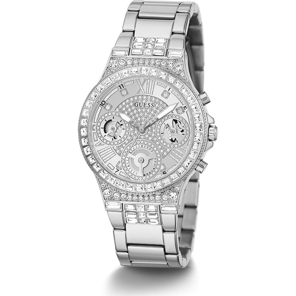 Guess Silver Tone Glitz Dial Women's Watch GW0320L1