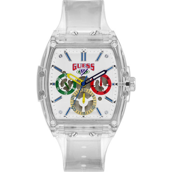 Guess J Balvin Reloj para Hombre con Correa Transparente V1051M1