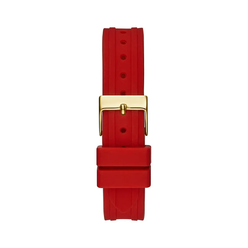 Reloj Guess Crystal Accented Gold Tone Red Strap Mujer GW0034L6