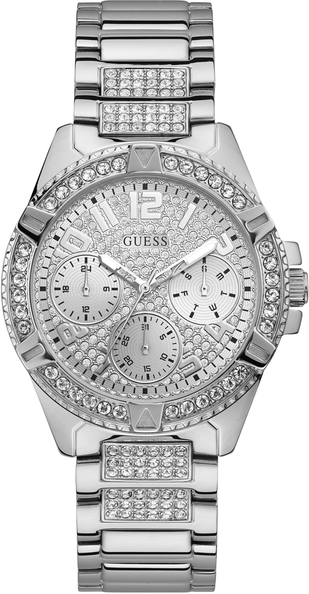 Guess Lady Frontier Cuarzo Cristal Plata Dial Damas Reloj W1156L1