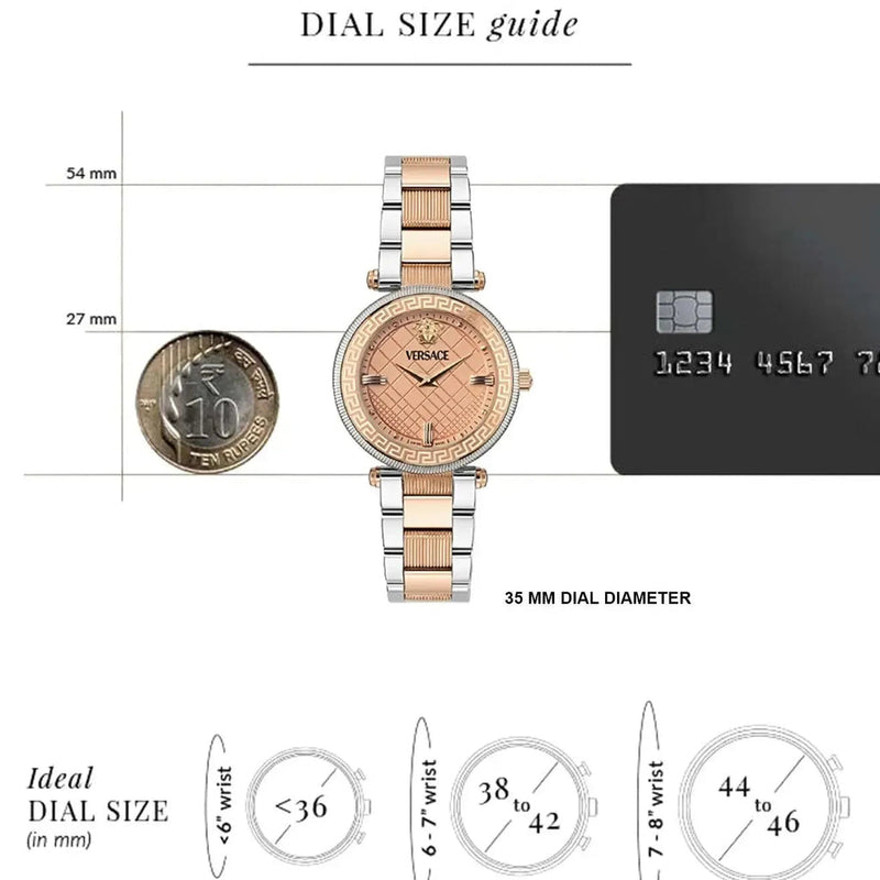 Versace Reve Analog Rose Gold Dial Two Tone Steel Strap Watch for Women - VE8B00424 VE8B00424 - Image 6