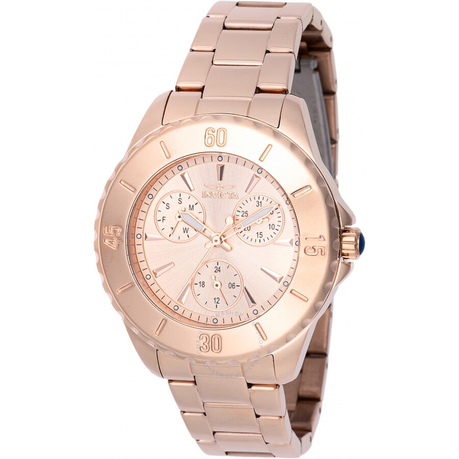 Invicta Angel GMT Quartz Rose Gold Dial Ladies Watch 48403 - The Watches Men & Co