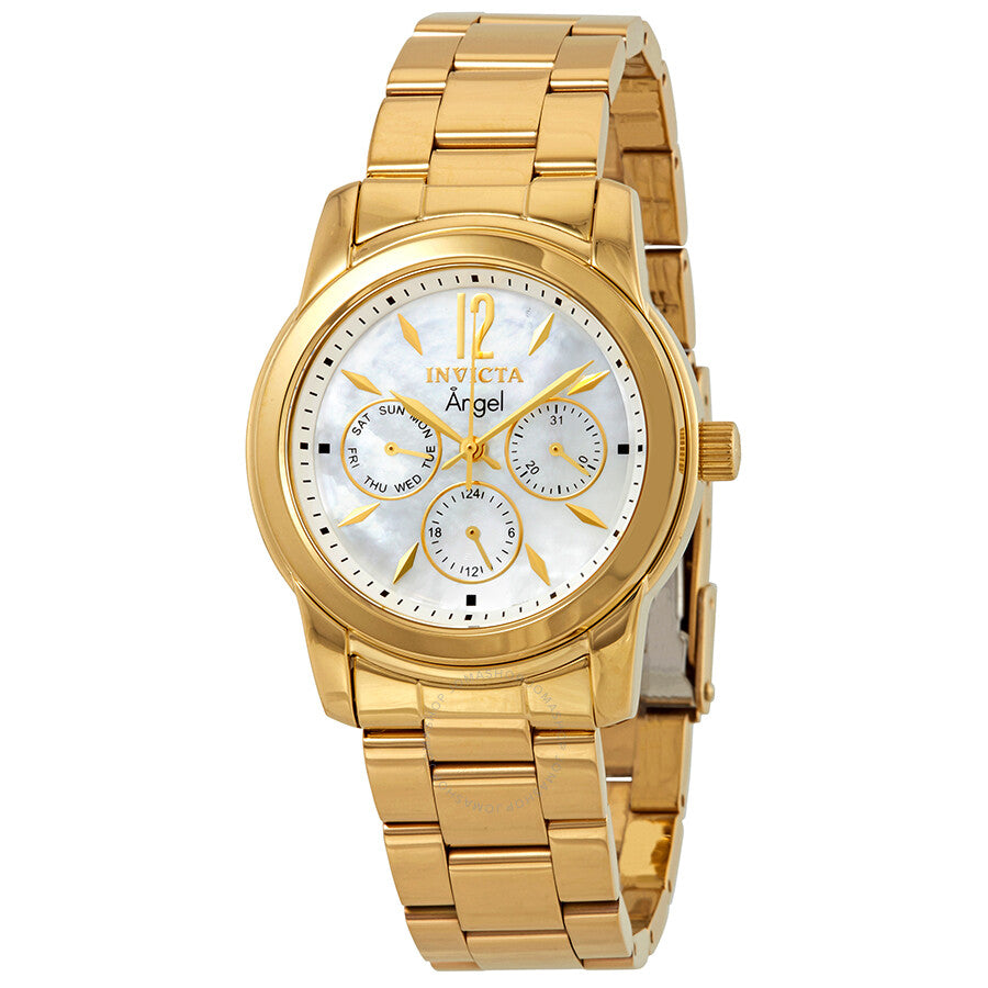 Invicta Angel Multi-Function White Dial Gold-plated Ladies Watch 0465 - The Watches Men & Co
