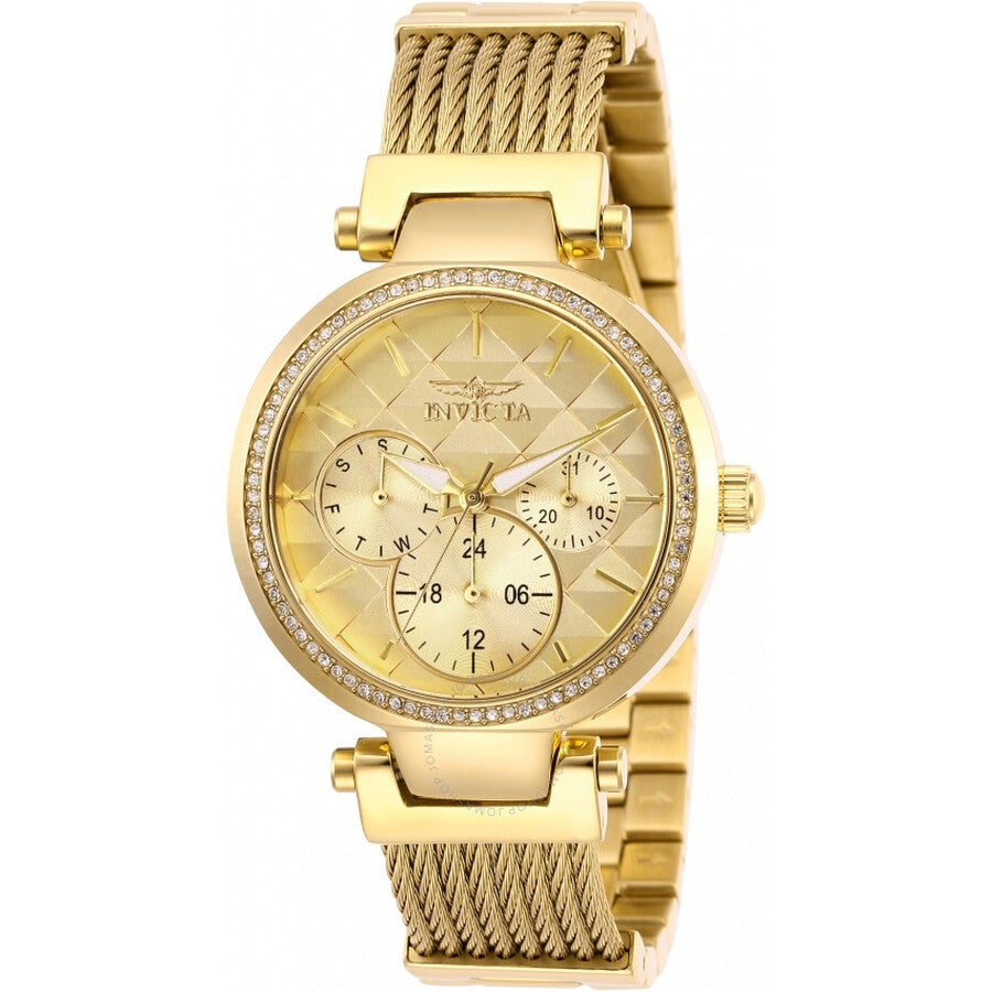 Invicta Angel Quartz Crystal Gold Dial Ladies Watch 28918