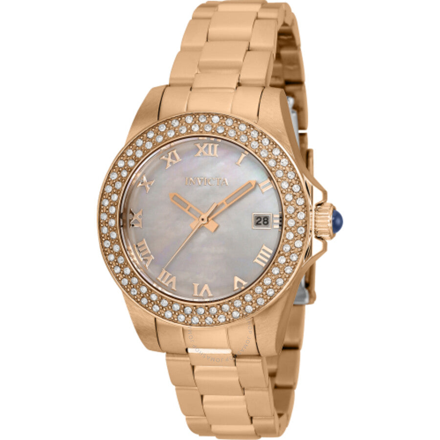 Invicta Angel Quartz Crystal Mother of Pearl Dial Ladies Watch 36074 - The Watches Men & Co