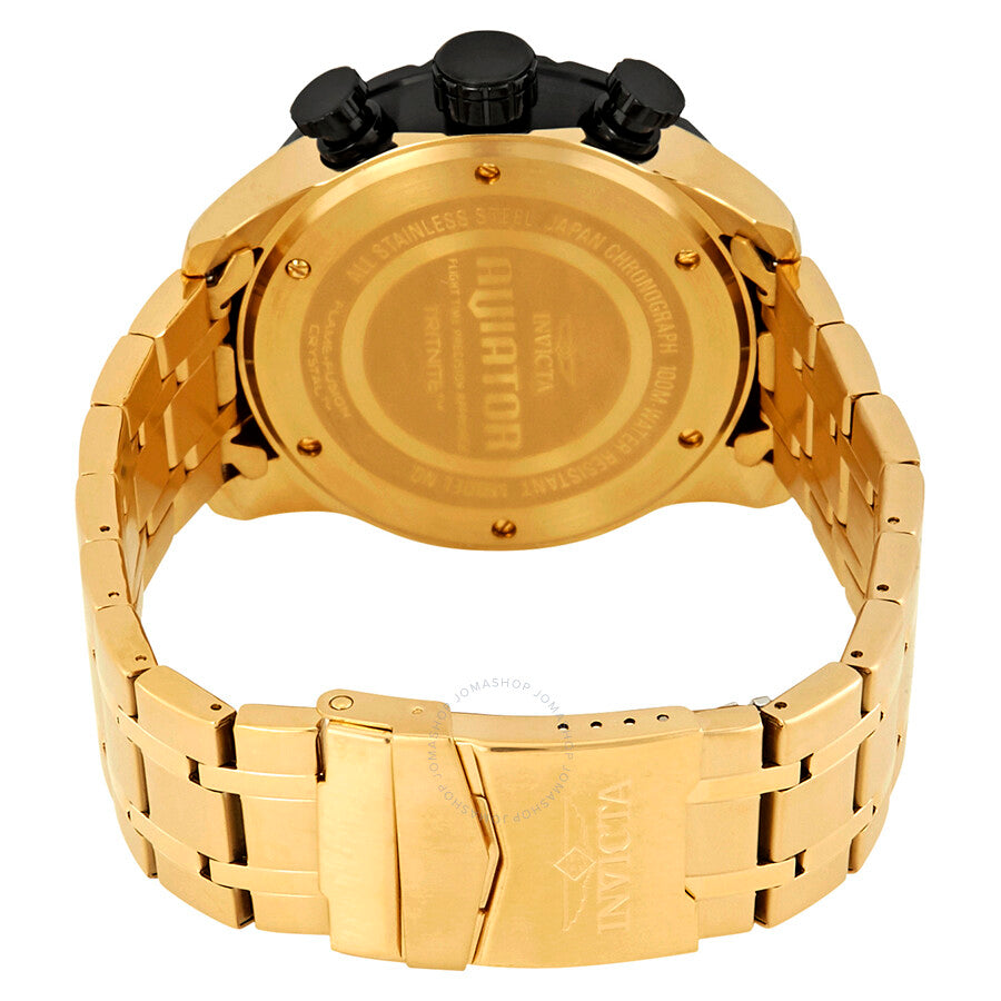 Invicta Aviator Chronograph Gold Dial Gold-plated Men's Watch 17205