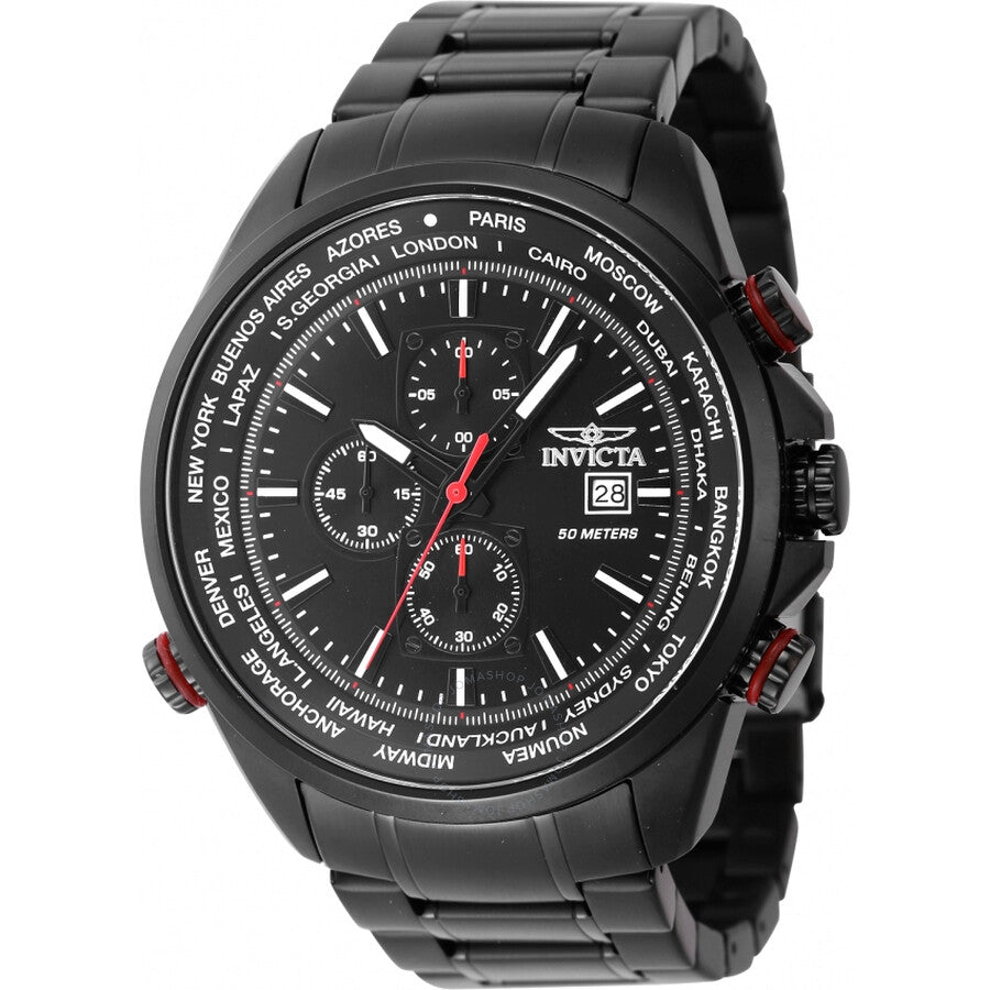 Invicta Aviator Chronograph Quartz Black Dial Men's Watch 47820 - The Watches Men & Co