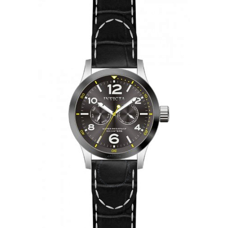 Invicta Force Grey Dial Black Leather Band Men's Watch 14142 - The Watches Men & Co