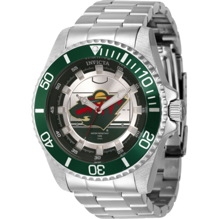 Invicta NHL Minnesota Wild Quartz Silver Dial Men's Watch 42250 - The Watches Men & Co