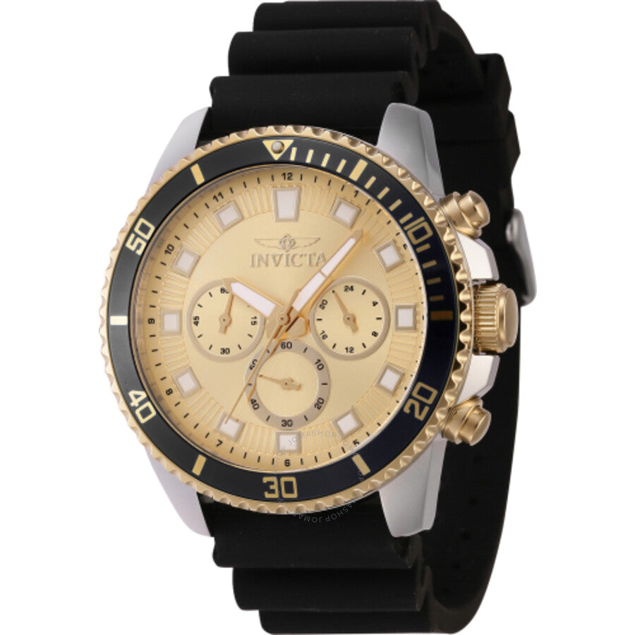 Invicta Pro Diver Chronograph GMT Quartz Gold Dial Men's Watch 46128 - The Watches Men & Co