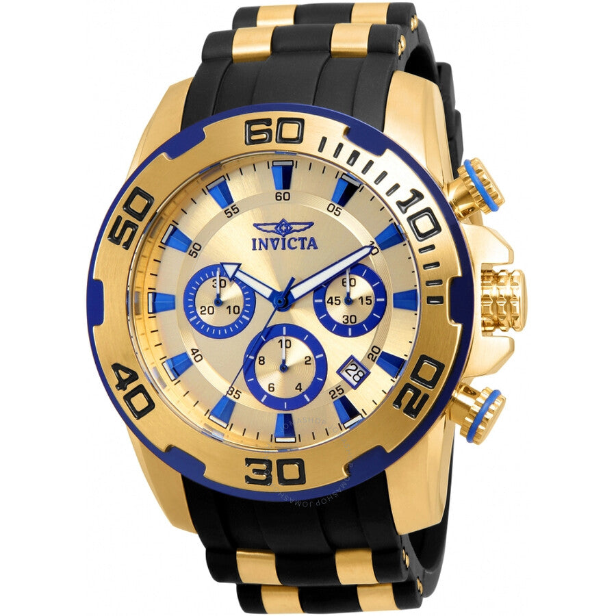 Invicta Pro Diver Reloj cronógrafo de cuarzo con esfera dorada para hombre 22308