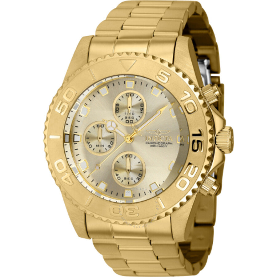 Invicta Pro Diver Chronograph Quartz Gold Dial Men's Watch 43410 - The Watches Men & Co