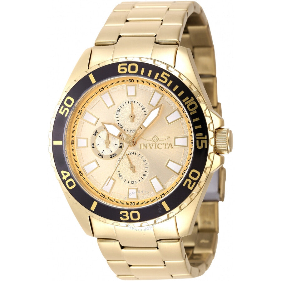 Invicta Pro Diver GMT Date Quartz Gold Dial Men's Watch 47577 - The Watches Men & Co