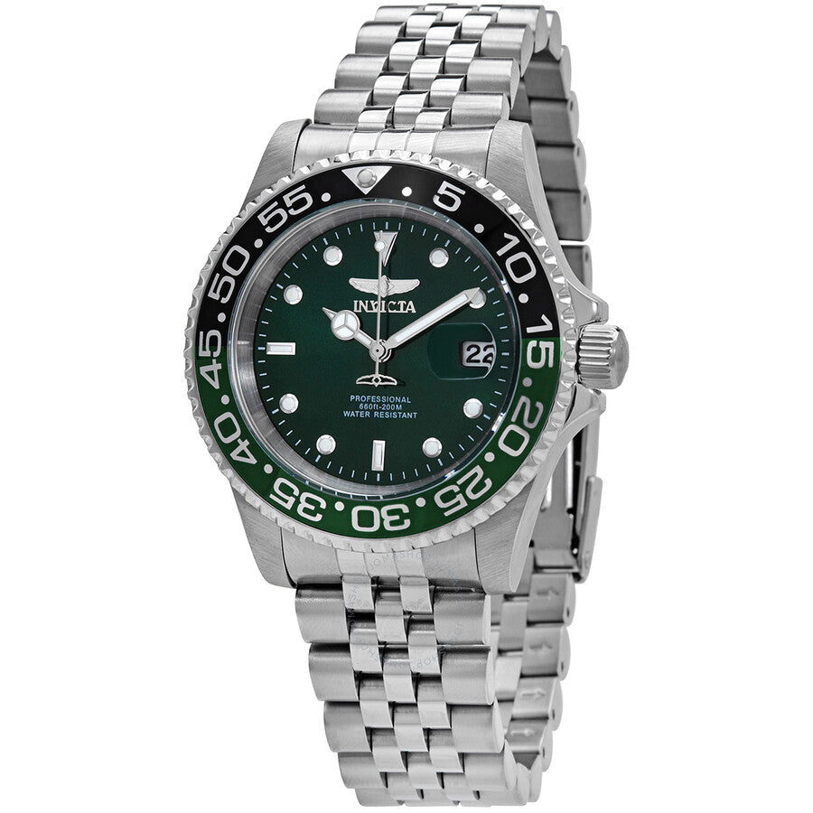 Invicta Pro Diver Quartz Green Dial Sprite Bezel Men's Watch 34105 - The Watches Men & Co