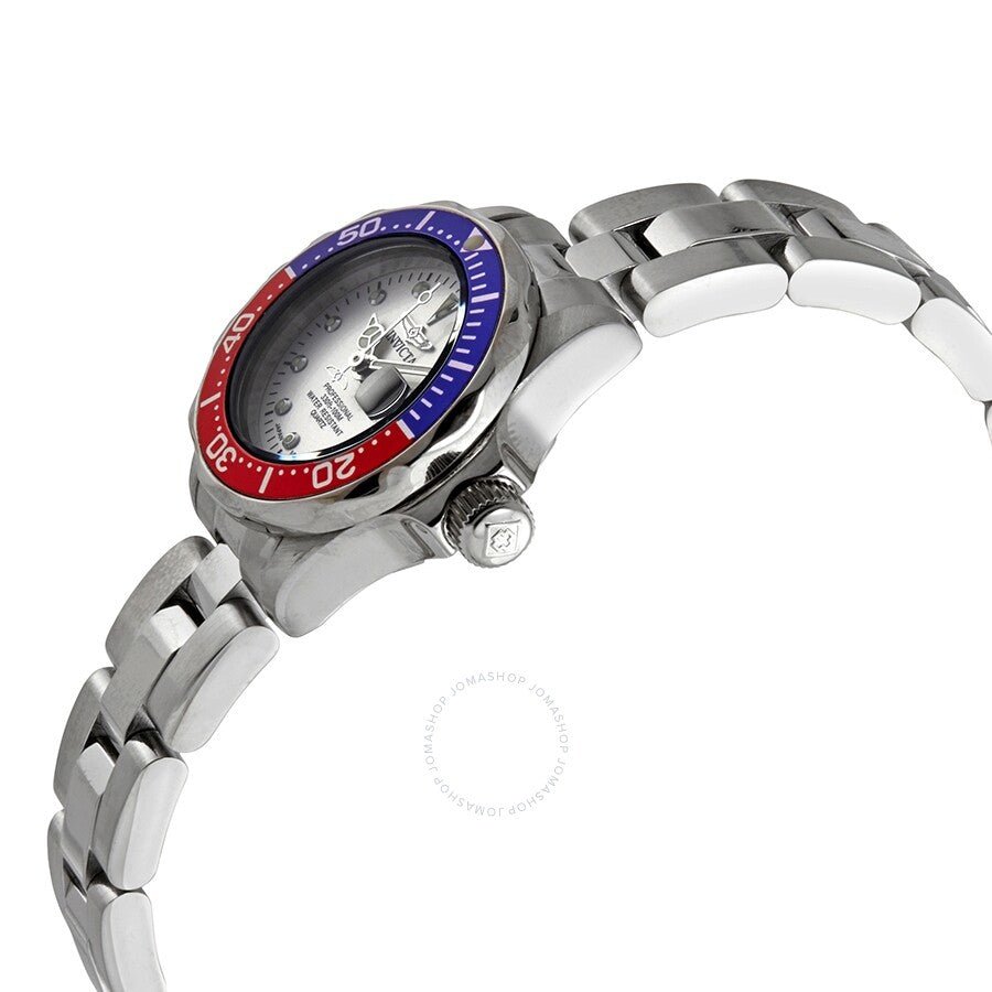 Invicta Pro Diver White Dial Stainless Steel Pepsi Bezel Ladies Watch 17033