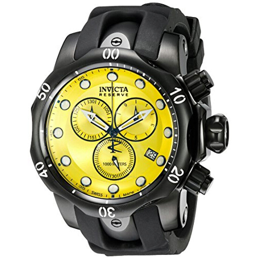 Invicta Reserve Chronograph Yellow Dial Black Rubber Men's Watch 5736 - The Watches Men & Co