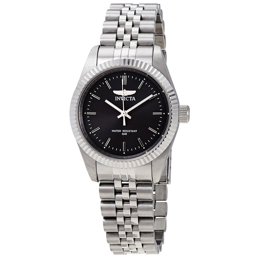 Invicta Specialty Reloj de mujer de acero inoxidable con esfera negra 29395