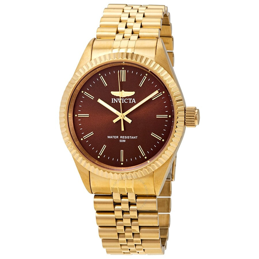 Invicta Specialty Brown Dial Yellow Gold-tone Men's Watch 29387 - The Watches Men & Co