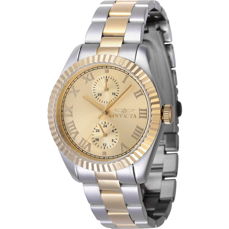 Invicta Specialty GMT Quartz Gold Dial Ladies Watch 47442 - The Watches Men & Co