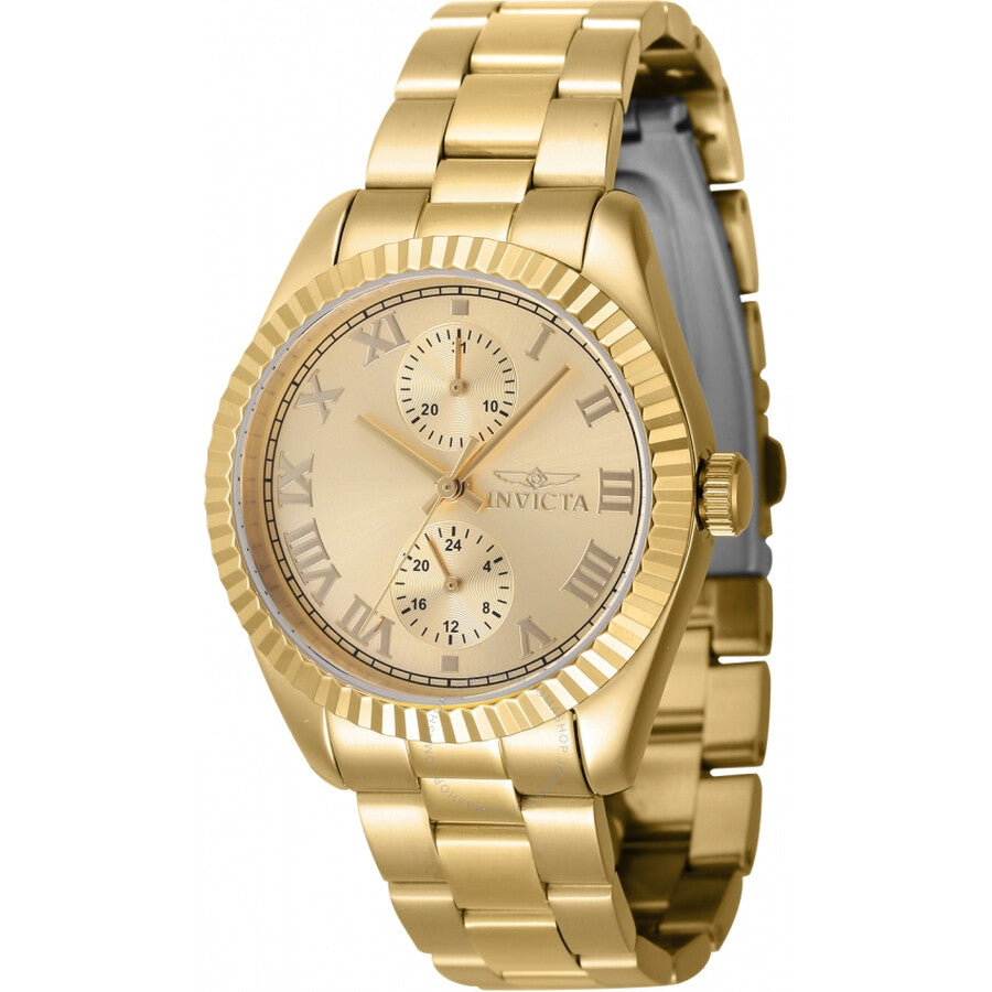 Invicta Specialty GMT Quartz Gold Dial Ladies Watch 47445 - The Watches Men & Co