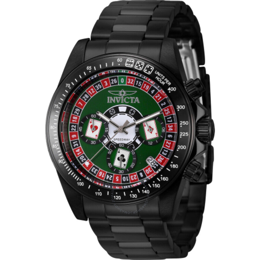 Invicta Speedway Roulette Casino Chronograph GMT Quartz Green Dial Men's Watch 44645 - The Watches Men & Co