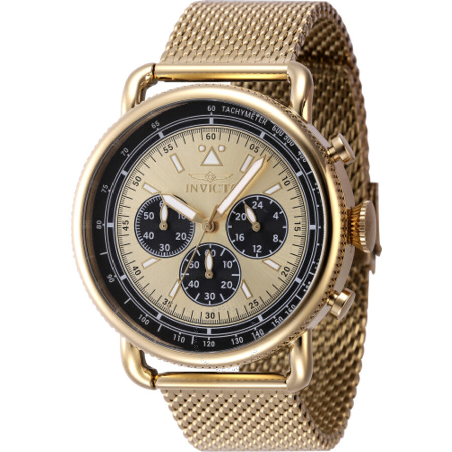 Invicta Speedway Zager Exclusive Chronograph Quartz Gold Dial Men's Watch 47360 - The Watches Men & Co