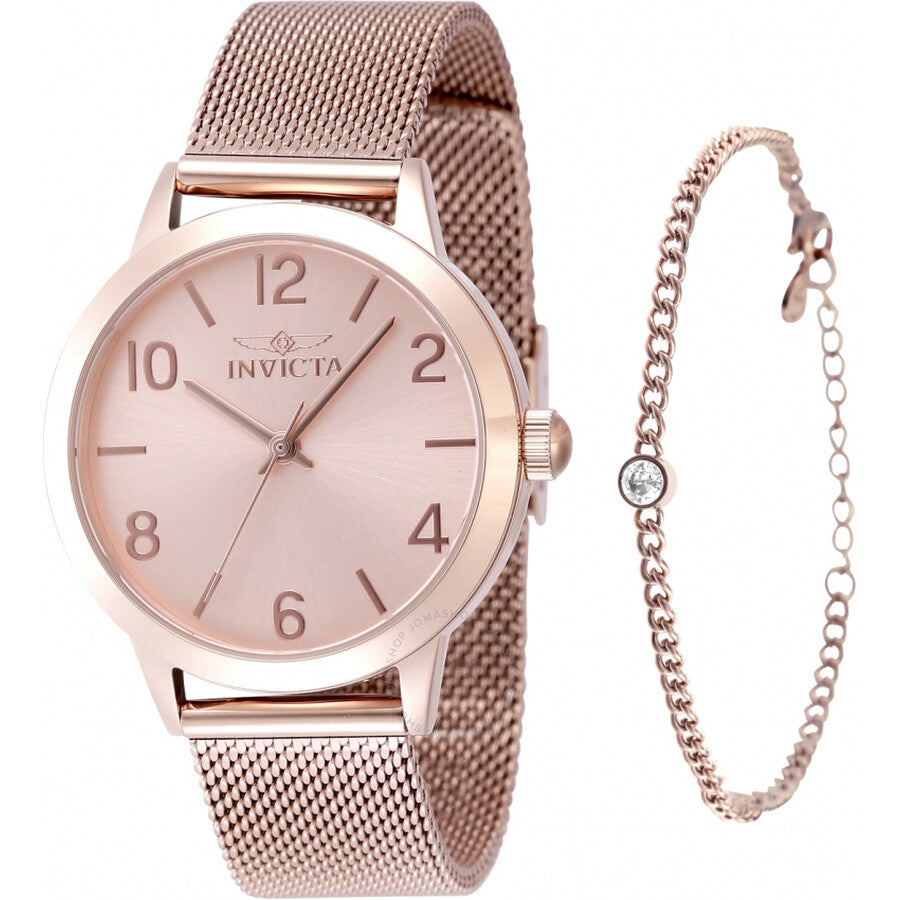 Invicta Wildflower Quartz Rose Gold Dial Ladies Watch 48331 - The Watches Men & Co