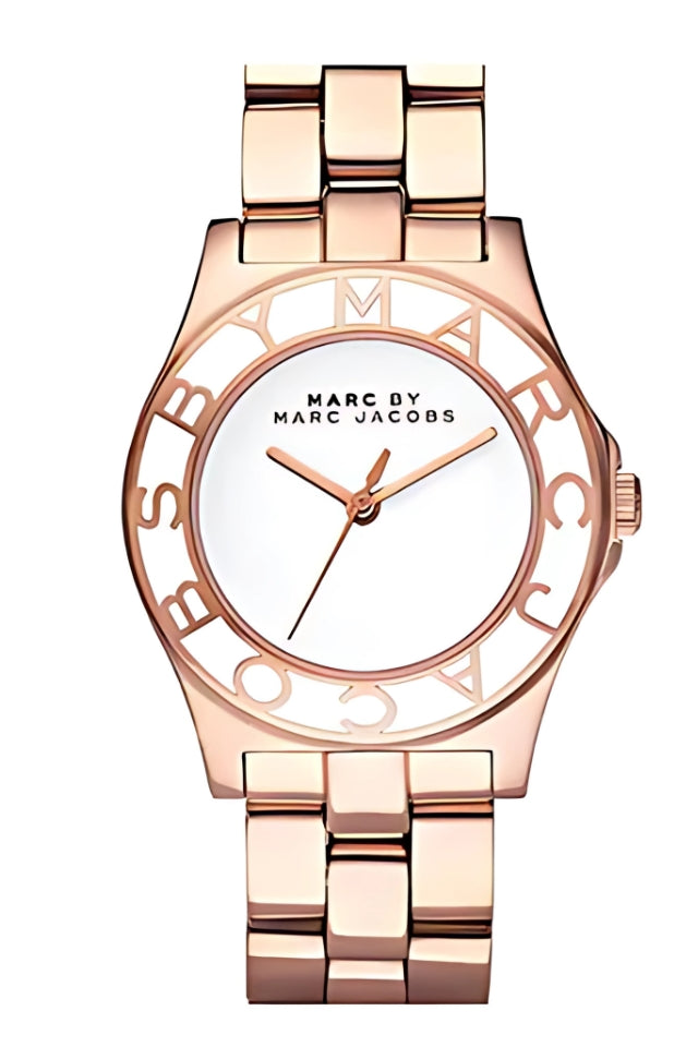 Marc By Marc Jacobs Blade Engraved Bezel Gold Plated Watch MBM3075