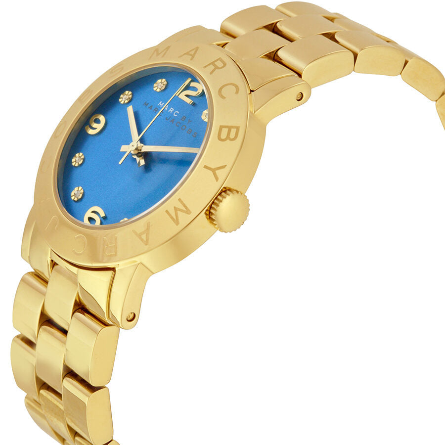 Marc By Marc Jacobs Amy Blue Dial Gold Tone Watch MBM3303