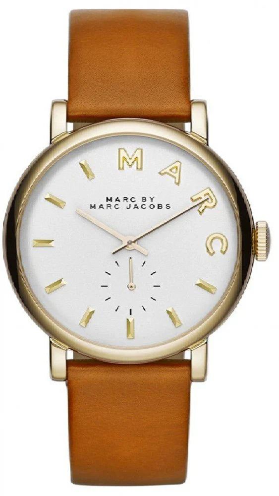 Marc By Marc Jacobs Baker Brown Leather White Dial Gold Tone Watch MBM1316
