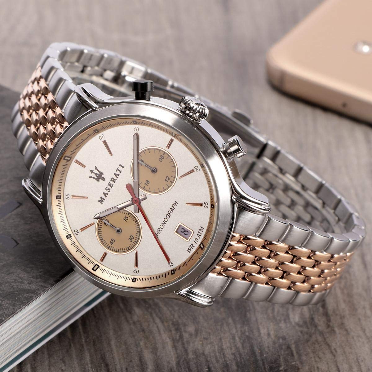 Maserati Legend 42 mm Cronógrafo Marfil Dial Reloj para hombre R8873638002