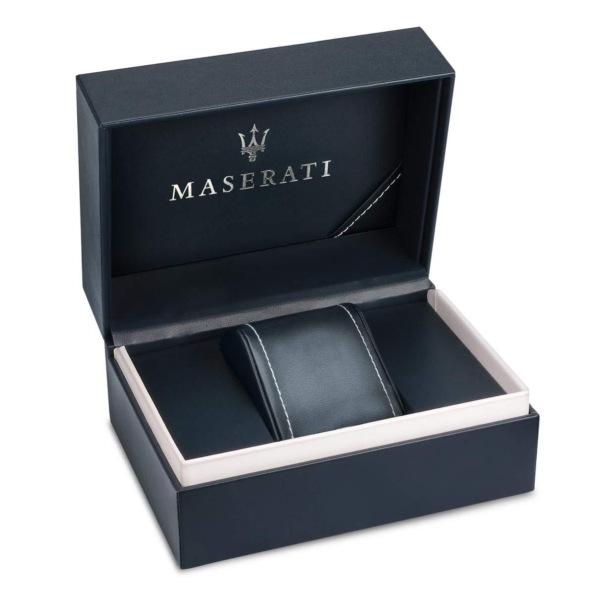 Maserati Legend watch presentation box with Maserati logo and blue interior padding