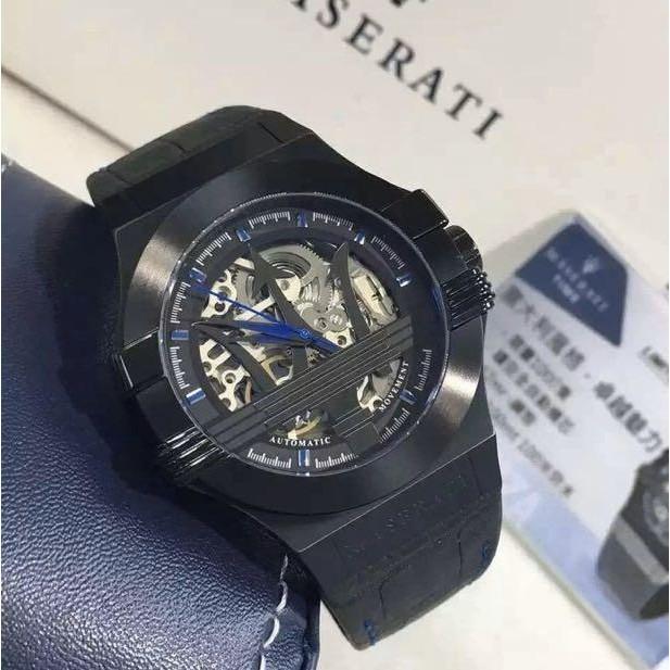 Maserati Potenza Reloj de hombre de cuero negro con esfera negra R8821108009