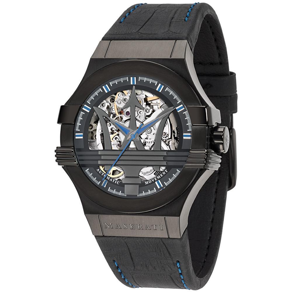 Maserati Potenza Reloj de hombre de cuero negro con esfera negra R8821108009