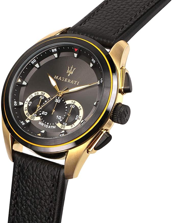 Maserati Black Leather Watch R8871612033