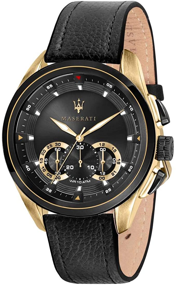 Maserati Black Leather Watch R8871612033