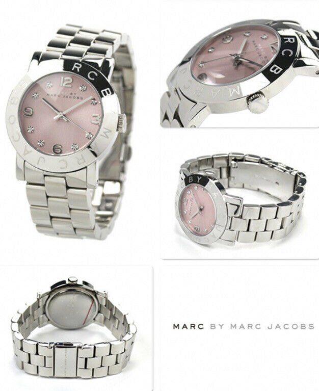 Marc By Marc Jacobs Amy Pink Dial Silver Watch - MBM3300