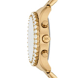 ساعة مايكل كورس بيركلي كرونوغراف للنساء، مينا أسود، سوار من الفولاذ الذهبي - MK7414