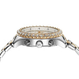 ساعة مايكل كورس بيركلي كرونوغراف فضية اللون بسوار فولاذي ثنائي اللون للنساء - MK7415