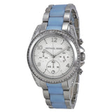 Michael Kors Blair Cronógrafo Esfera plateada Acero inoxidable con acetato Chambray Reloj para mujer MK6137