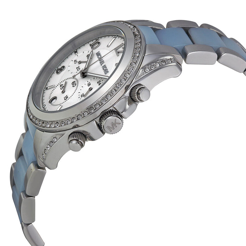 Michael Kors Blair Cronógrafo Esfera plateada Acero inoxidable con acetato Chambray Reloj para mujer MK6137