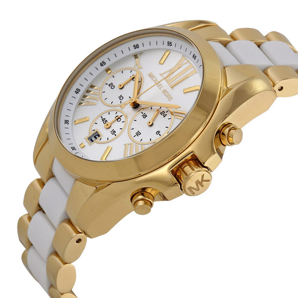 Michael Kors Bradshaw Chronograph White Dial Two-tone Ladies Watch MK5743