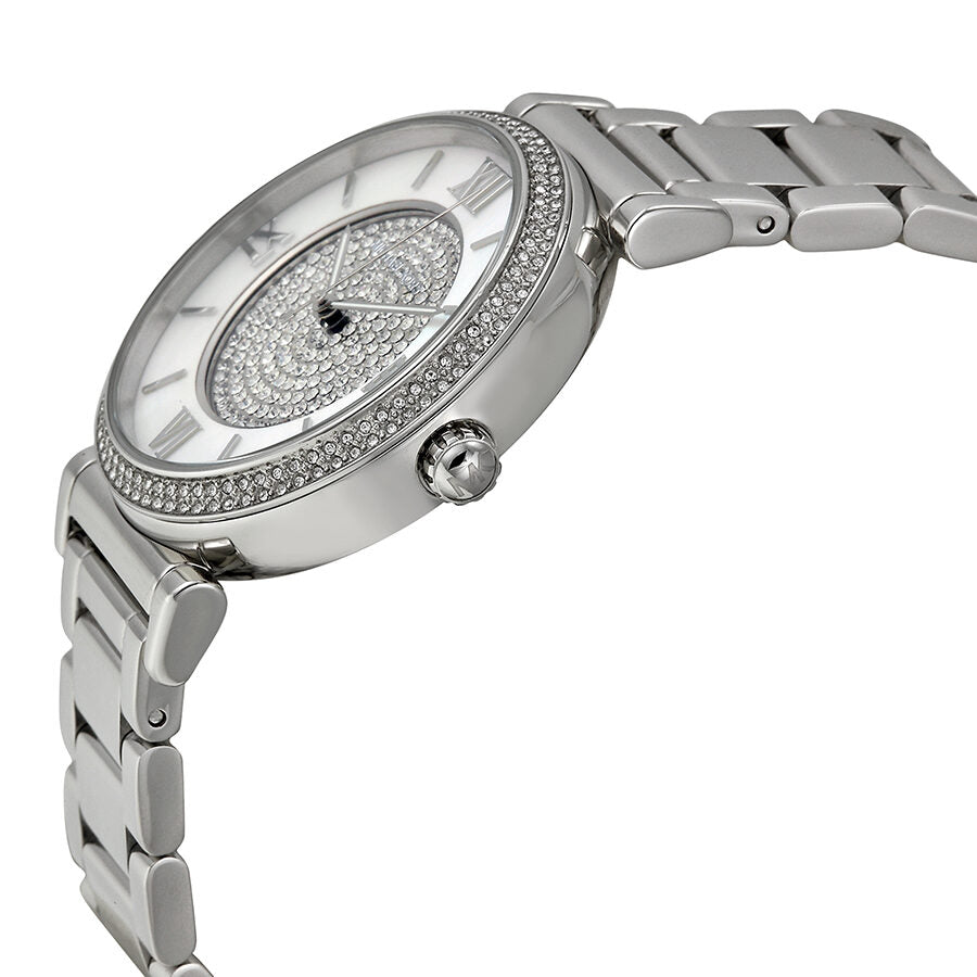 Michael Kors Caitlin Silver Crystal Pave Dial Ladies Watch MK3355
