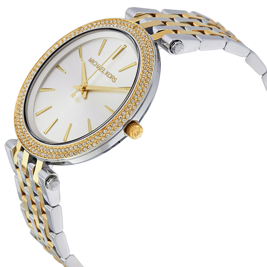 Michael Kors MK3215 Darci - Reloj para mujer con esfera plateada y dos tonos