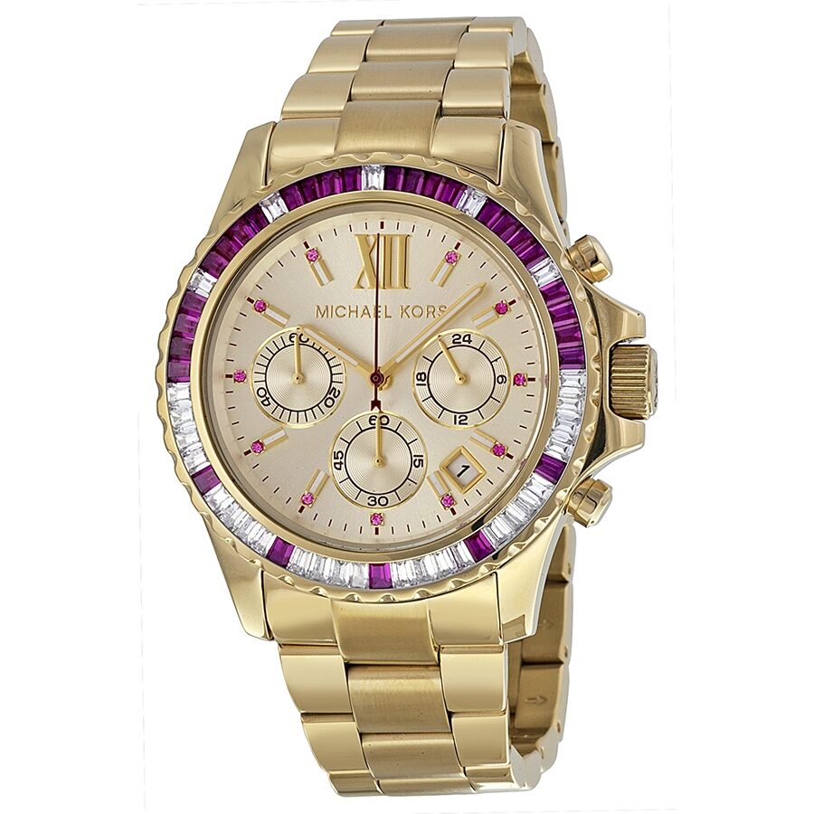 Michael Kors Everest Cronógrafo Champagne Dial Dorado Reloj para mujer