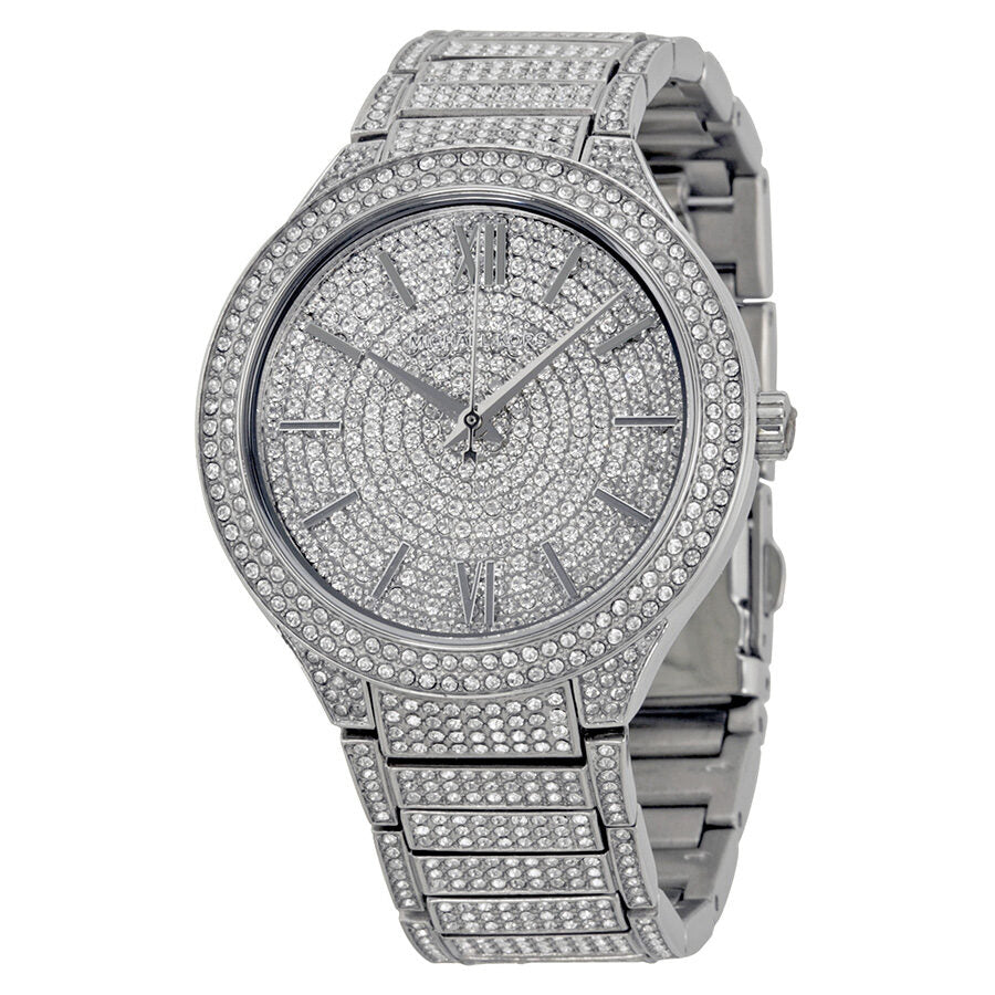 Michael Kors Kerry Crystal Pave silver stainless steel women's watch with pave dial and bracelet