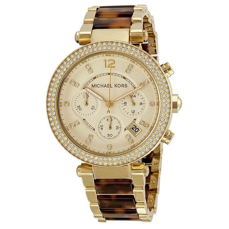 Buy Michael Kors Parker Chronograph Gold Dial Ladies Watch MK5688