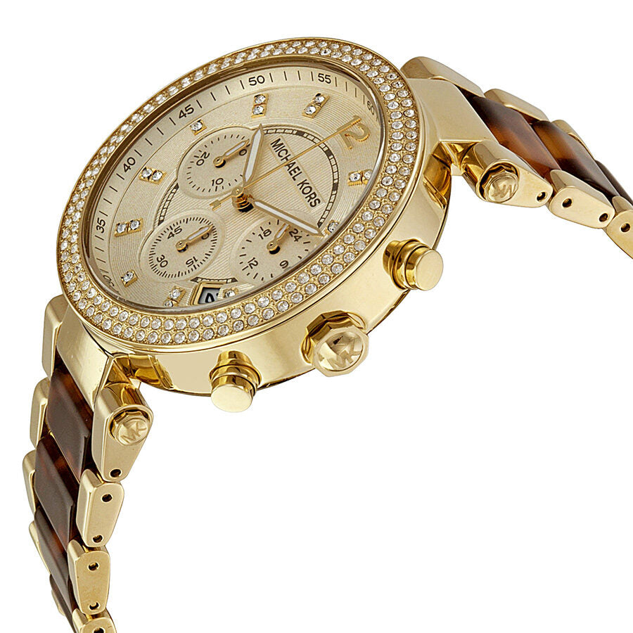 Buy Michael Kors Parker Chronograph Gold Dial Ladies Watch MK5688